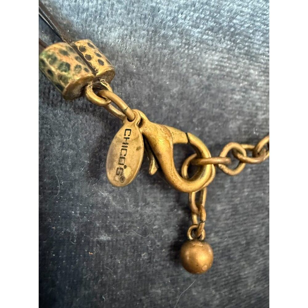 vintage Chico'sWood, Glass. Resin Two Stand Statement Leather Necklace - Picture 6 of 6